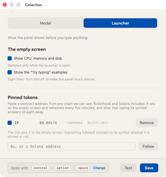 Settings, the launcher page